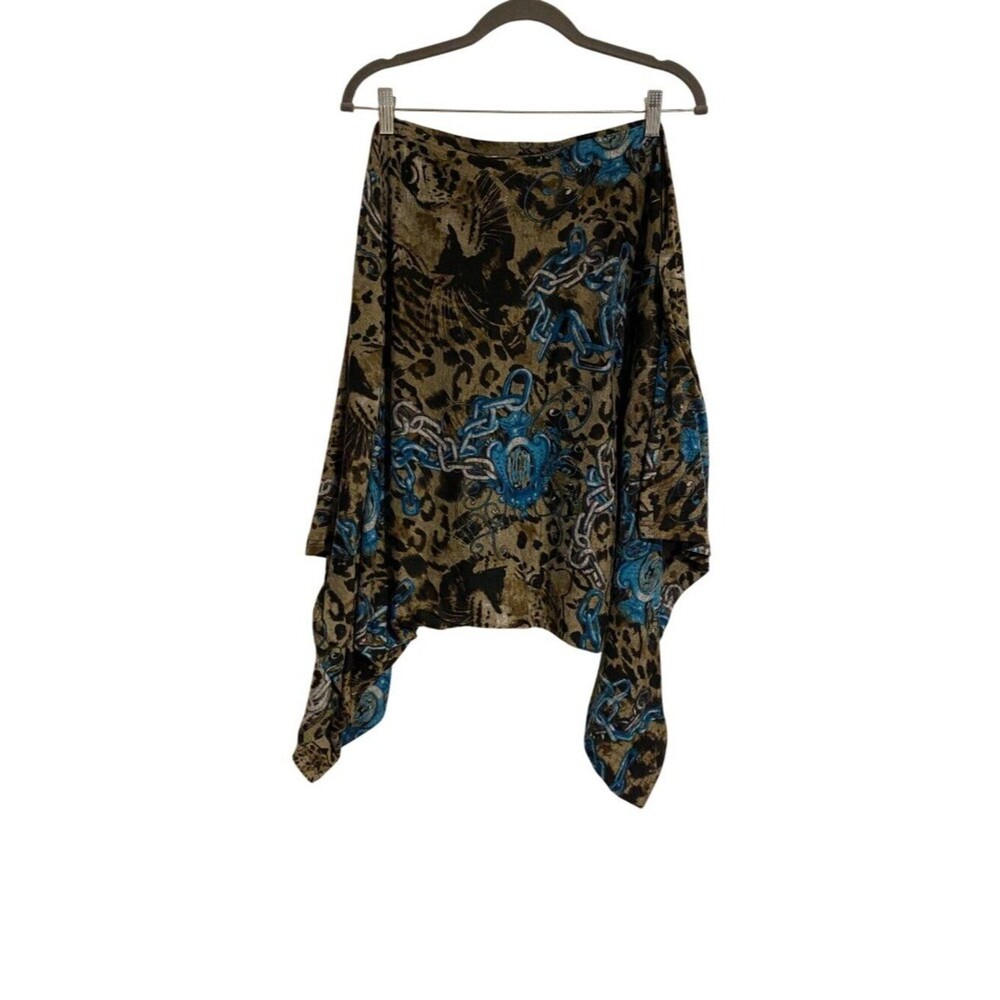 S Line Women's One Size Brown Teal Shrug Leopard Chain Print Tribal Artsy Layer